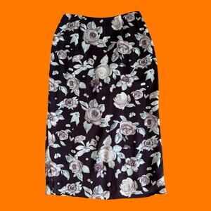 00's vintage purple 100% silk floral whimsigoth y2k midi maxi skirt Size 6
